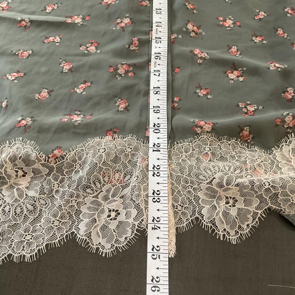 Sheer Cottagecore Floral Blouse with Lace Trim | Button-Down Long Sleeve Top | L - Picture 9 of 9
